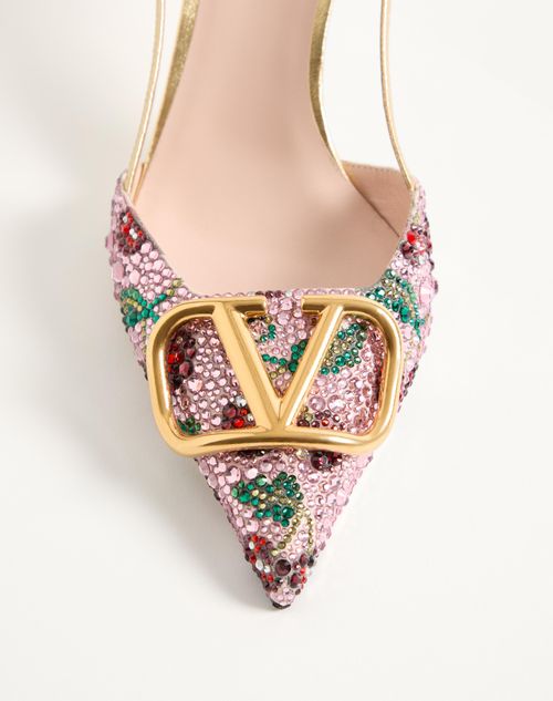 Valentino Garavani - Zapato Vlogo Signature Con Tira Trasera, Bordado Cherryfic Y Tacón De 80 mm - Multicolor - Mujer - Salones