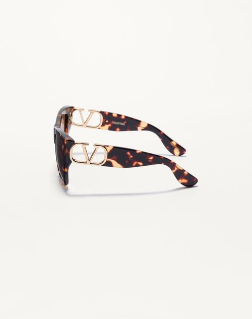 Valentino - Rectangular Acetate Eyewear - Havana/brown - Woman - Eyewear