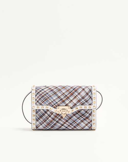Valentino Garavani - Borsa A Tracolla Piccola Valentino Garavani Rockstud In Tessuto Intrecciato - Bianco/multicolor - Donna - Borse A Spalla