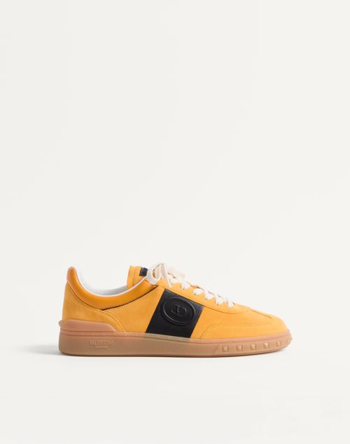 Valentino Garavani - Upvillage Low Top Trainer In Split Leather And Calfskin Nappa Leather - Marigold/black - Man - Sneakers