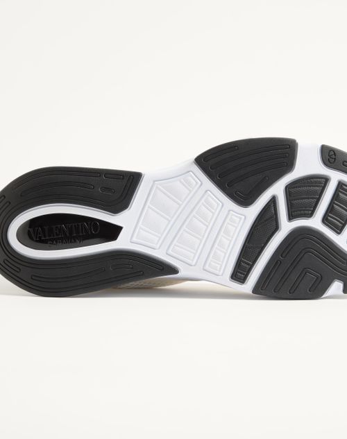 Valentino Garavani - Baskets Demivee En Tissu Ajouré Avec Empiècements En Daim - Blanc/gris - Homme - Baskets