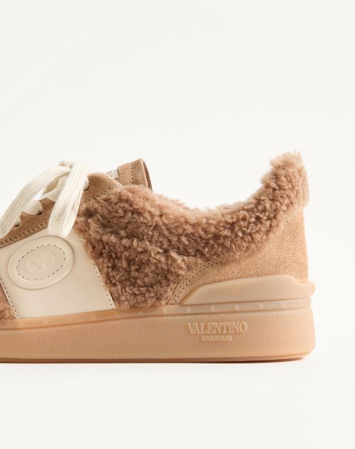 Valentino Garavani - Upvillage Sneaker In Wool And Crust Leather - Camel/glace - Woman - Sneakers