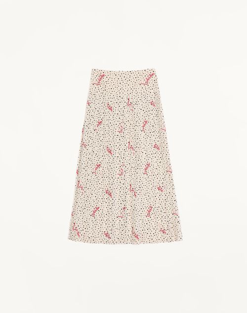 Valentino Plusdepois Bubble Print Crepe De Chine Skirt Woman Vanilla/multicolour 44