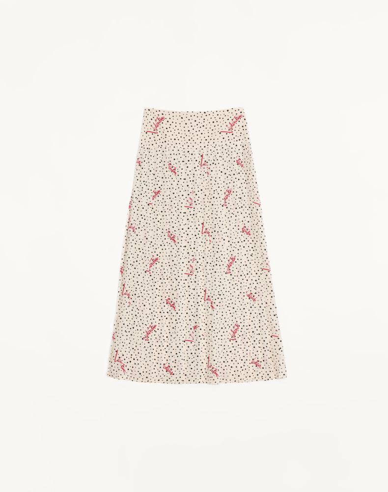 Valentino Women's Vanilla/Multicolour Plusdepois Bubble Print Crepe De Chine Long Skirt Woman 48