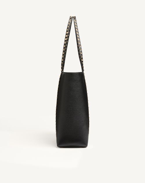 Valentino Garavani - Valentino Garavani Rockstud Shopping Bag In Grainy Calfskin - Black - Woman - Totes