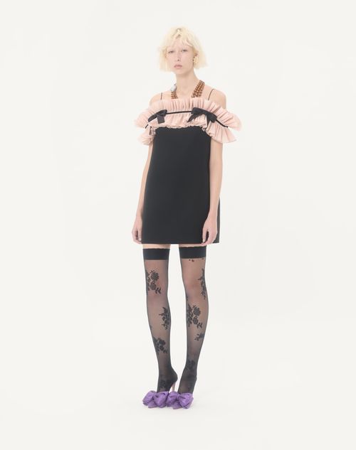 Valentino - Crepe Couture Short Dress - Black/pink - Woman - Dresses
