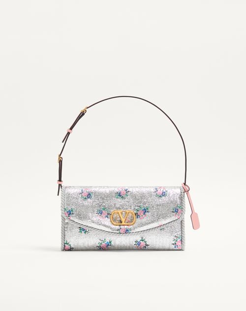 Valentino Garavani Petit Sac Porté Épaule  Garavani Devain En Tissu Floral Lurex Jacquard F In Silver