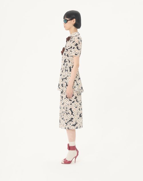 Valentino - Crepe De Chine Dress With Apres L'hiver Primula Print - Black/multicolour - Woman - Dresses