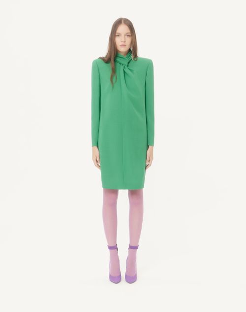 Valentino - Short Dress In Crispy Light Wool - Emerald - Woman - Dresses