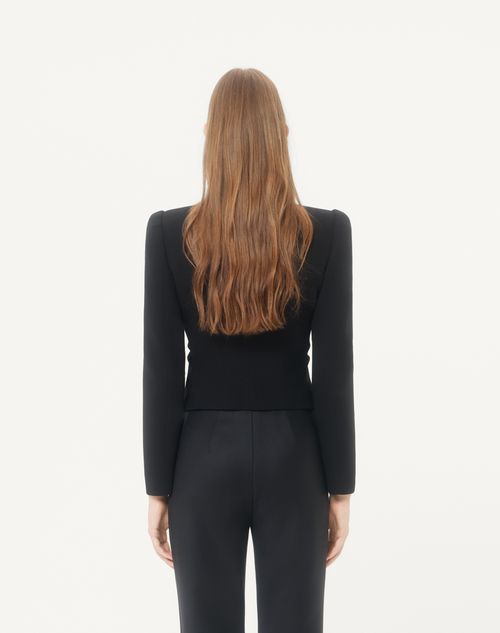 Valentino - Cropped Jacket In Crispy Light Wool - Black - Woman - Jackets And Blazers