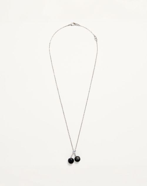 Valentino Garavani - Chez Valentino Necklace In Metal And Enamel - Palladium - Man - Jewelry