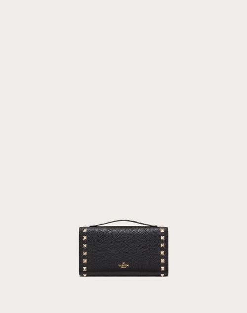 Valentino Garavani - Rockstud Grainy Calfskin Wallet With Chain Strap - Black - Woman - Wallets And Small Leather Goods