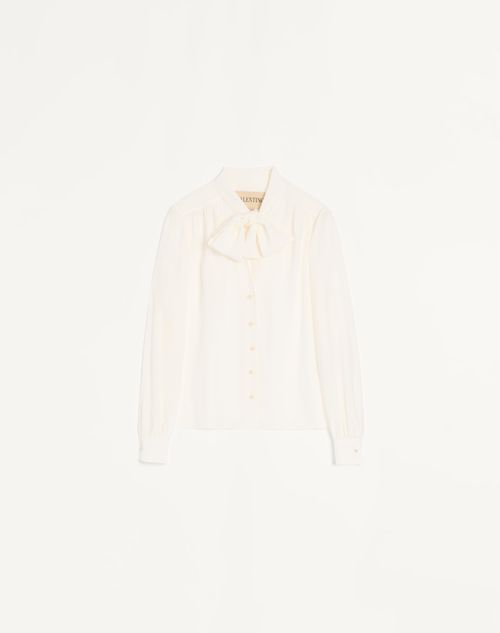 Valentino - Crepe De Chine Shirt - Ivory - Woman - Shirts & Tops