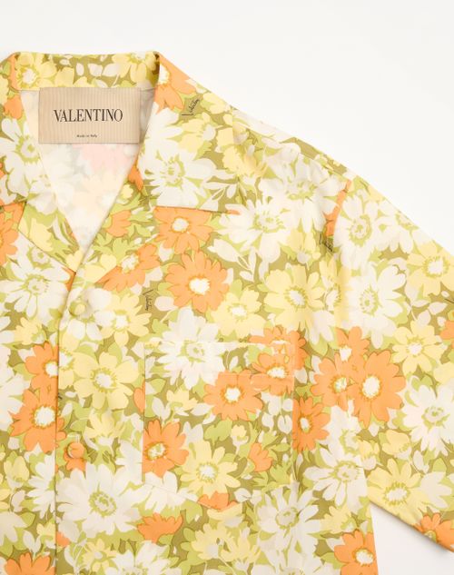 Valentino - Valentino Cotton Bowling Shirt With Papier Floral Print - Multicolor - Man - Shirts