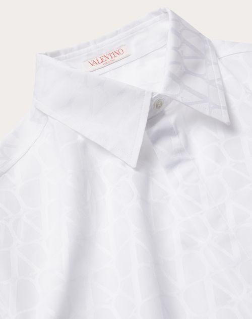 Valentino - Cotton Poplin Shirt With Toile Iconographe Pattern - White - Man - Shirts