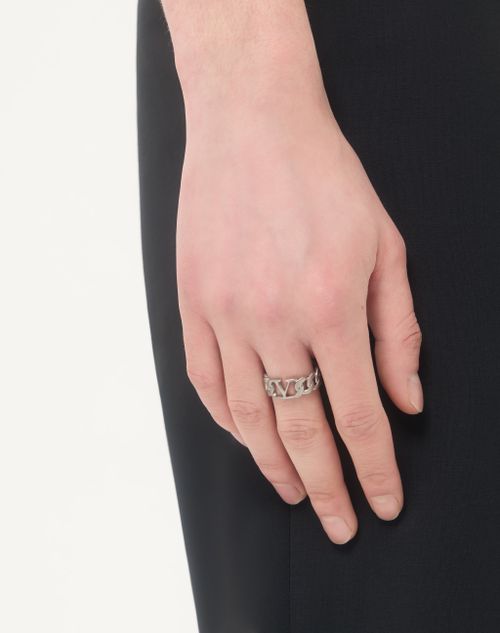 Valentino Garavani - Anello Vlogo Signature In Metallo - Palladio - Uomo - Gioielli