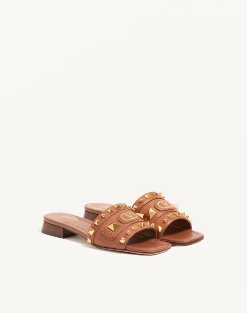 Valentino Garavani - Plaster Caster Slide Sandal In Buffalo 20mm - Tobacco - Woman - Sandals