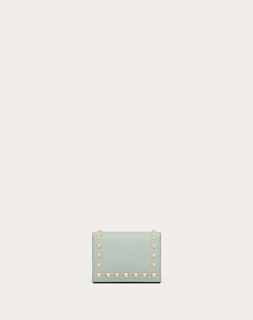 Valentino Garavani Small Rockstud Grainy Calfskin Wallet Woman Water Green Uni