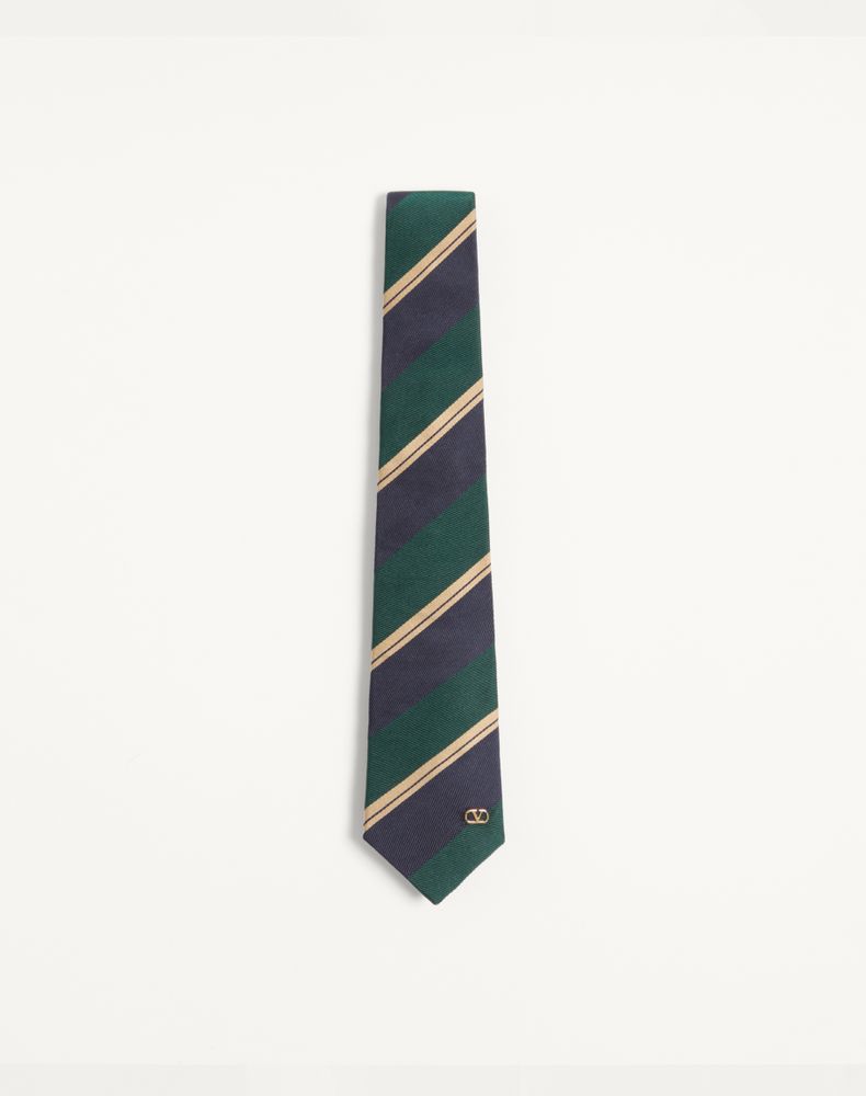 Valentino Garavani Men's Green/Blue/Ivory Valentie Jacquard Regital Silk Tie Man Uni