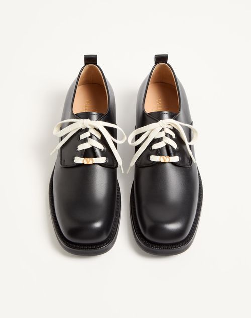 Valentino Garavani - Zapato Derby Punx De Cuero De Becerro - Negro - Hombre - Zapatos De Cordones