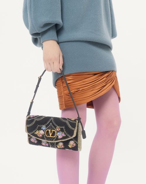 Valentino - Wollpullover Mit Spitze - Petrol/schwarz/rosa - Frau - Strickwaren