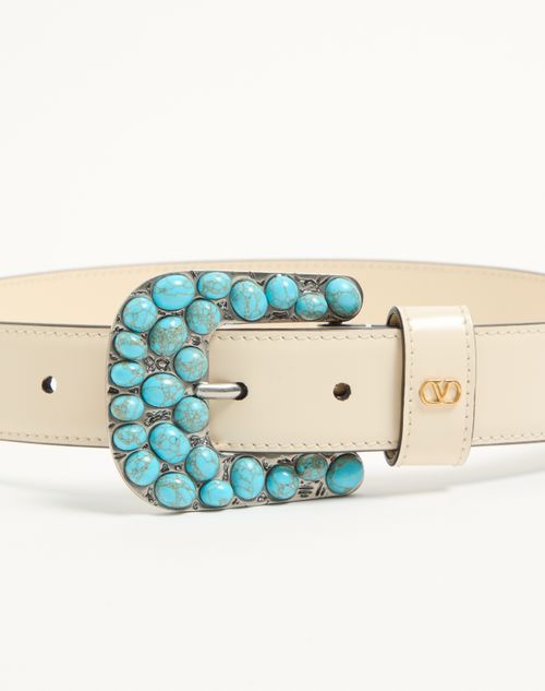 Valentino Garavani - Vlogo Signature Brushed Calfskin Belt 30 Mm - Butter - Woman - Belts