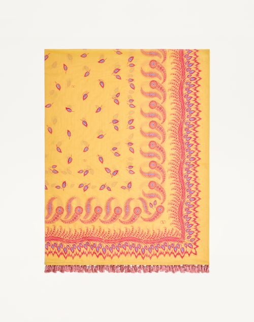 Valentino Garavani - Escape Pareo In Cotton And Silk With Degradé Feather Print - Multicolour - Woman - Soft Accessories