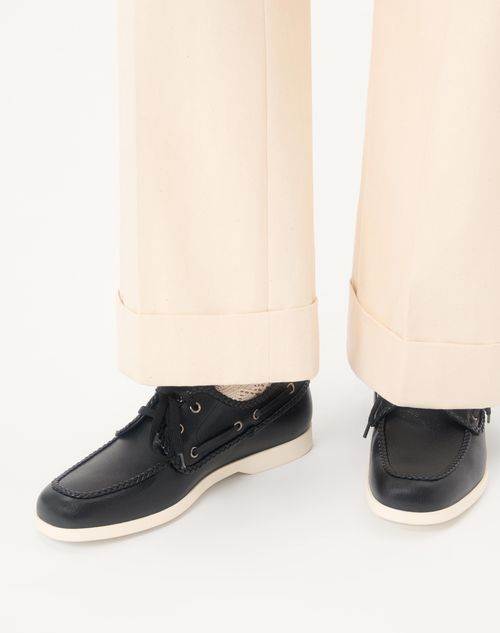 Valentino Garavani - Palm Avenue Kidskin Boat Shoe - Black - Man - Loafers And Driver