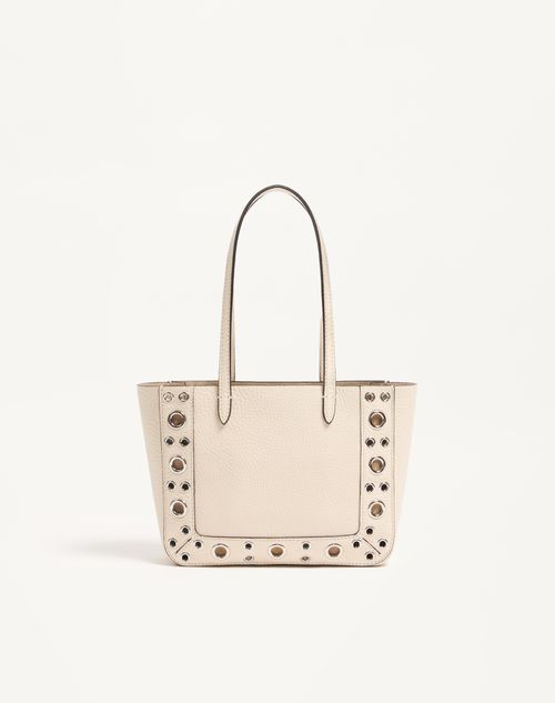 Valentino Garavani - Valentino Garavani Nellcôte Mini Shopping Bag In Grainy Calfskin - Light Ivory - Woman - Totes