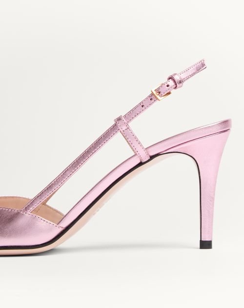 Valentino Garavani - Décolleté Slingback Vlogo Signature In Nappa Laminata 80mm - Giacinto/violet - Donna - Décolleté