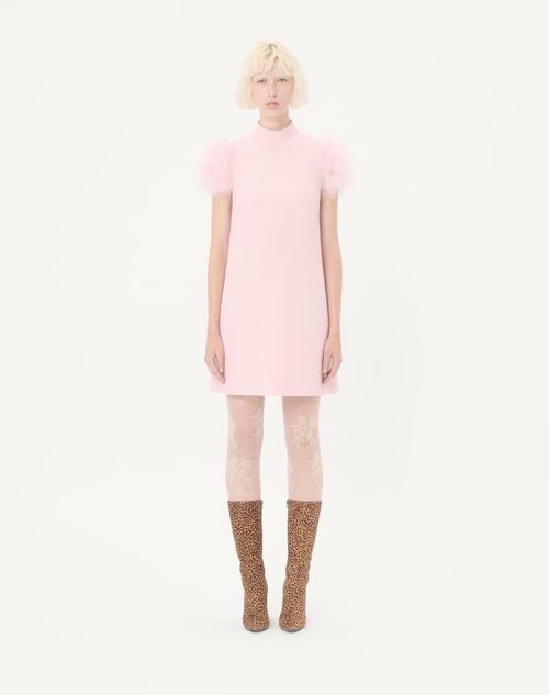 Valentino - Short Crepe Couture Dress With Feathers - Rose - Woman - Dresses