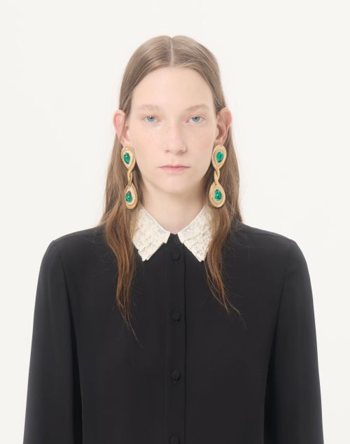 Valentino - Georgette Blouse - Black/ivory - Woman - Shirts And Tops