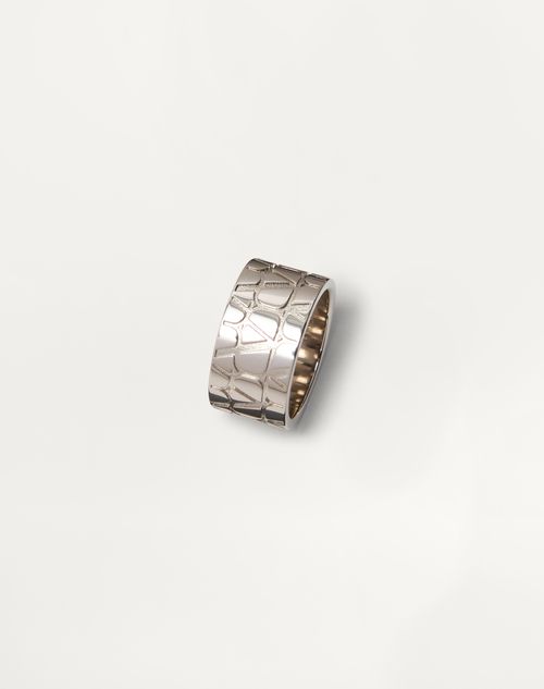 Valentino Garavani Toile Iconographe Metal Ring In Palladium