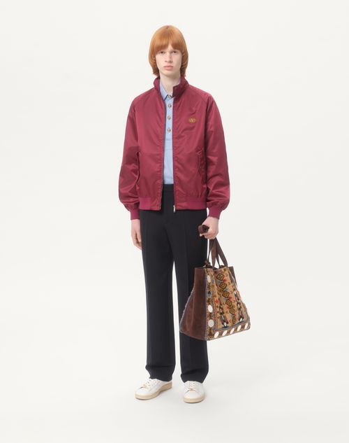 Valentino - Nylon Blouson With Vlogo Patch - Maroon - Man - Outerwear