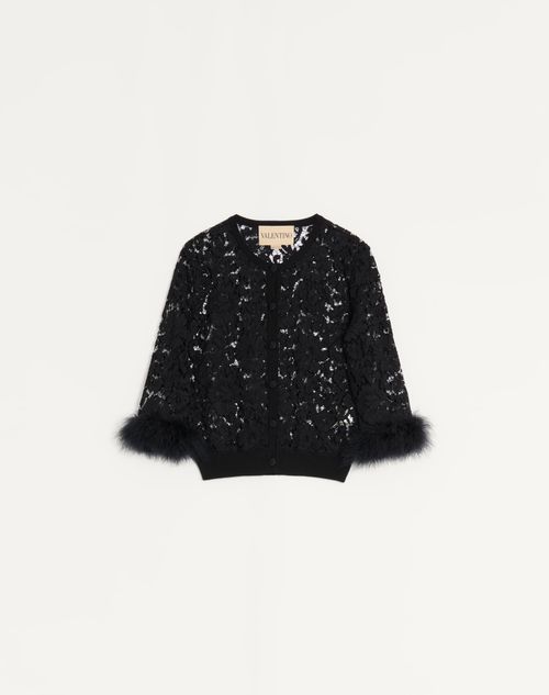 Valentino - Lace And Cotton Cardigan - Black - Woman - Knitwear