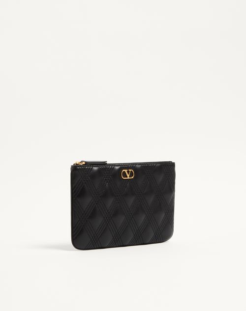 Valentino Garavani - Valentino Garavani Quiltie 67 Pouch In Quilted Nappa Leather - Black - Woman - Clutches