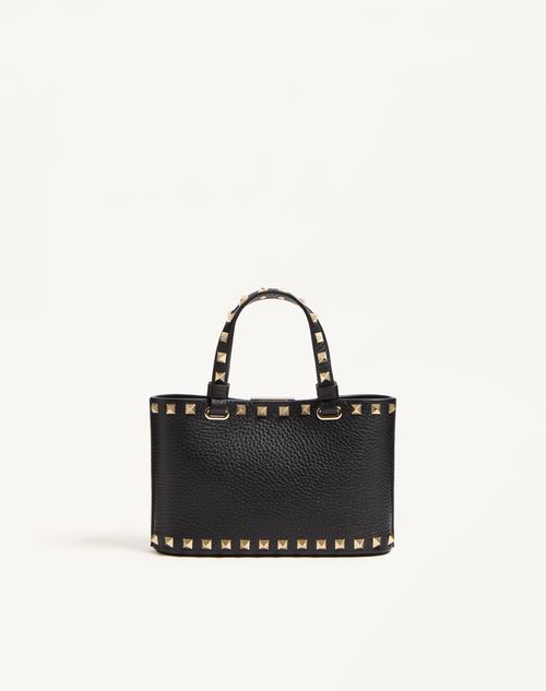 Valentino Garavani - Rockstud Mini Shopping Bag In Grainy Calfskin - Black - Woman - Clutches