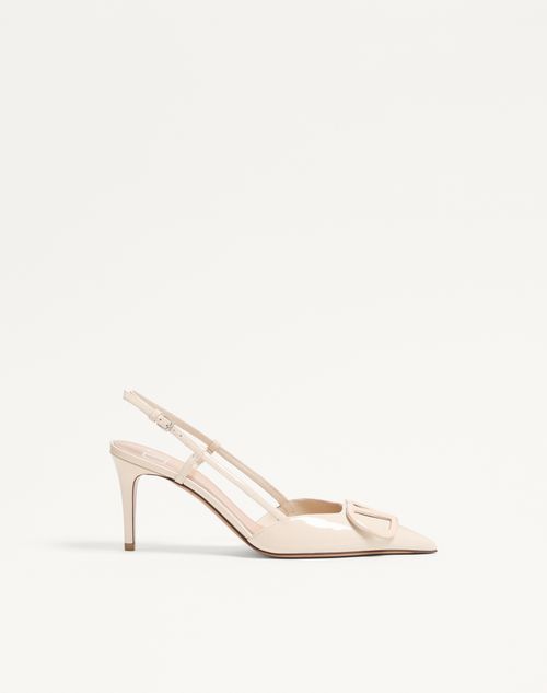 Valentino Garavani - Vlogo Signature Patent Leather Slingback Pump 80mm - Light Ivory - Woman - Pumps And Slingbacks