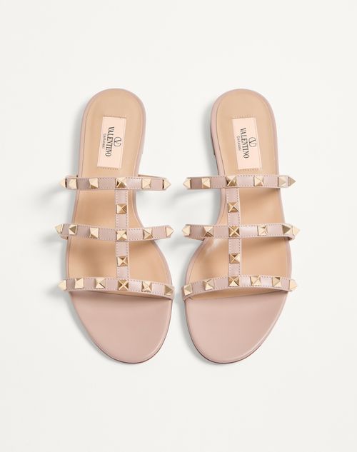 Valentino Garavani - Rockstud Flat Slide Sandal - Poudre - Woman - Shoes
