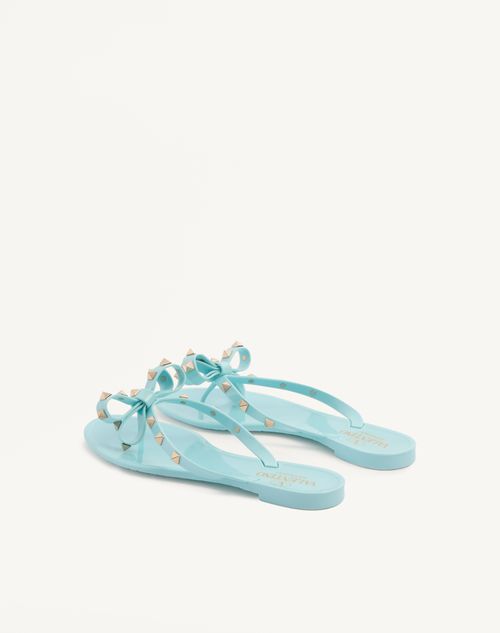 Valentino Garavani - Rockstud Rubber Slipper - Aquamarine - Woman - Slides And Thongs