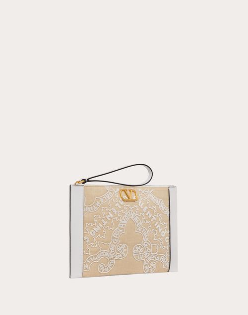 Valentino Garavani - Embroidered Vlogo Signature Pouch - Natural/white - Woman - Clutches