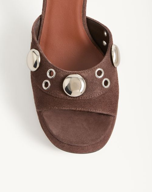 Valentino Garavani - Nellcôte Plateausandalen Aus Spaltleder 90 Mm - Braun - Frau - Sandalen