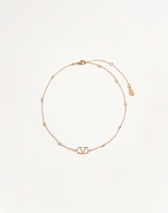 ミニ Vロゴ シグネチャー メタル X スワロフスキー®クリスタル