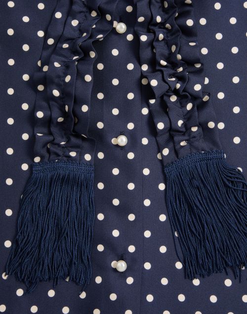 Valentino - Chemise En Sergé Avec Motif Plusdepois - Bleu Marine/bouleau - Femme - Chemises Et Tops