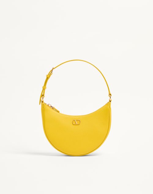 Valentino Garavani Vlogo Signature Mini Hobo Bag In Grainy Calfskin Woman Yellow Uni