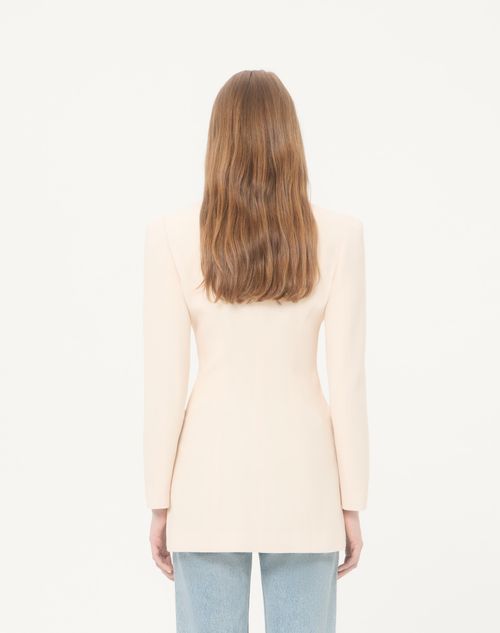 Valentino - Crispy Light Wool Jacket - Vanilla/black - Woman - Jackets And Blazers