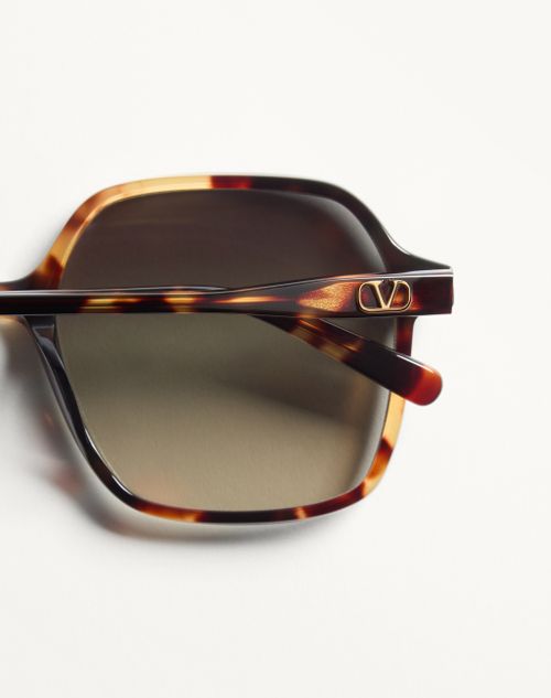 Valentino - レクタンギュラー アセテート アイウェア - ハバナ/グレー - ウィメンズ - アイウェア