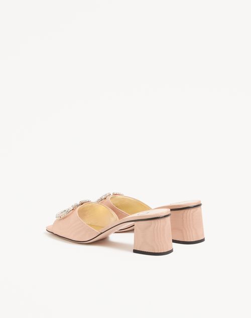 Valentino Garavani - Vlogo Signature Slide Sandal In Moiré Fabric 60mm - Pink - Woman - Sandals