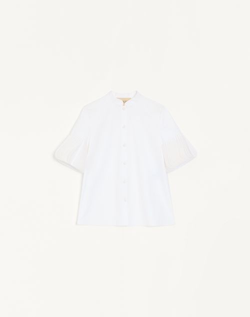Valentino Embroidered Cotton Popeline Shirt Woman White 44