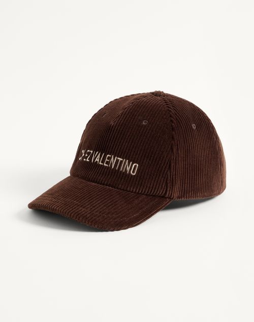Valentino Garavani - Chez Valentino Velvet Baseball Cap With Embroidery - Brown - Man - Hats And Gloves
